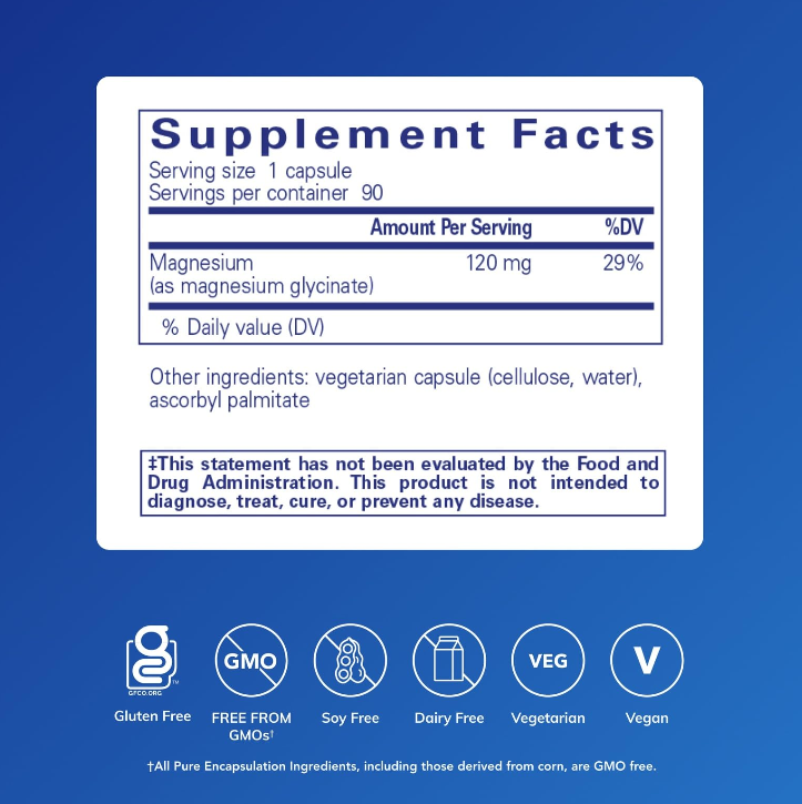 Pure Encapsulations Magnesium (Glycinate) -Supplement to Support Stress Relief, Sleep, Heart Health, Nerves, Muscles, and Metabolism* - with Magnesium Glycinate